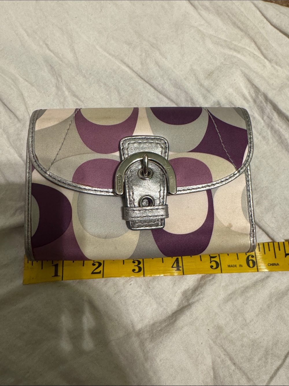 Coach Small Signature Wallet in Purple and Silver